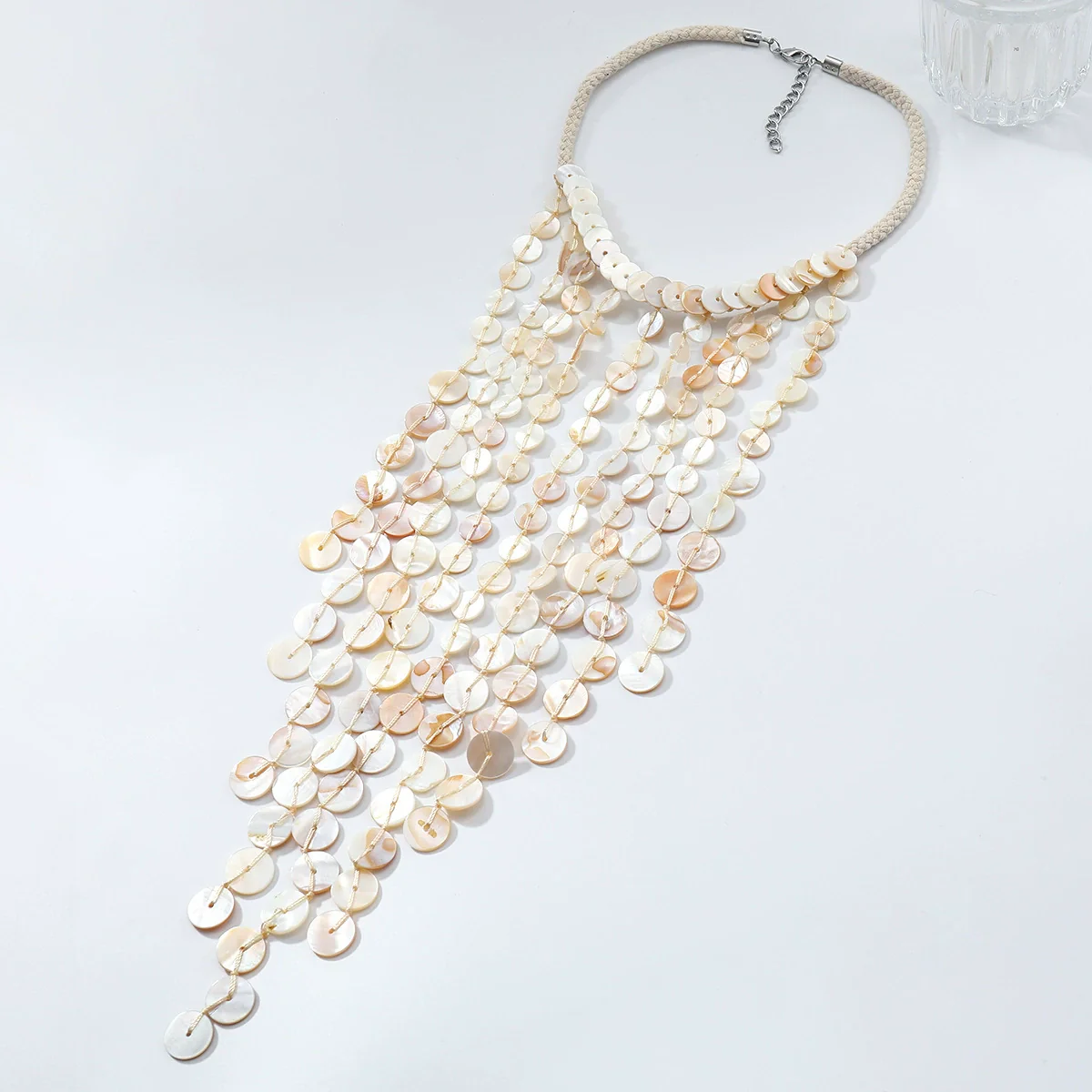 Women's Beads And Mixed Gemstone Setting Handwoven Geometric Multilayer Necklace - Image 2