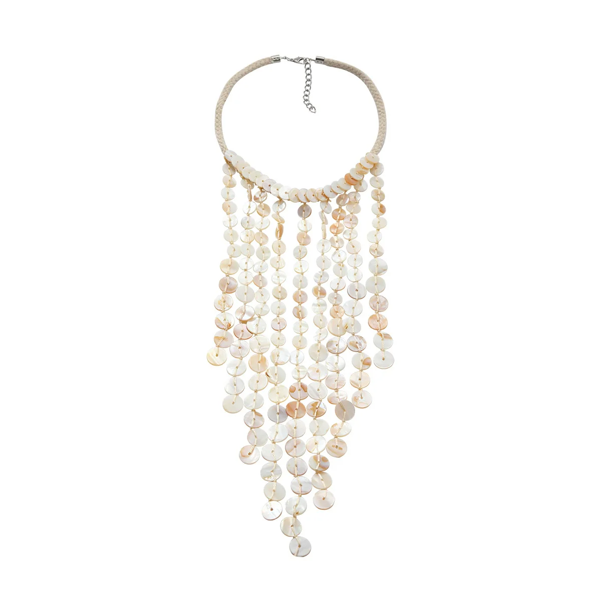 Women's Beads And Mixed Gemstone Setting Handwoven Geometric Multilayer Necklace - Image 5