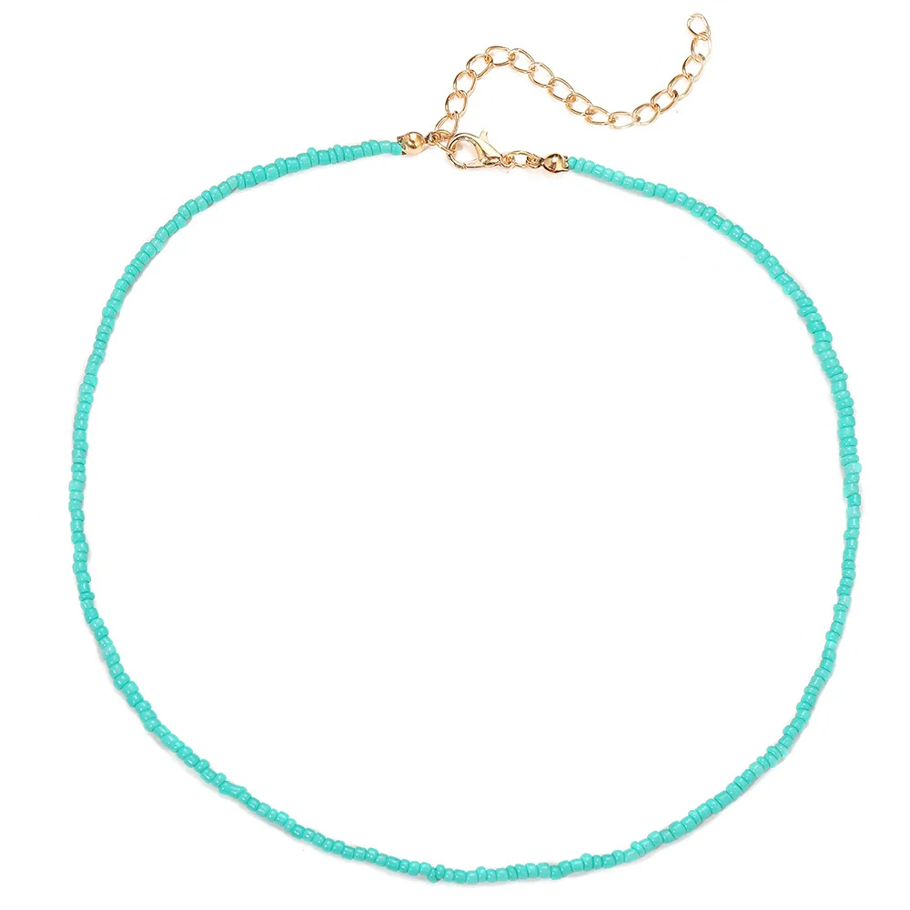 Women's Bohemian Handmade Rice Bead Geometric Short Choker Necklace - Image 7