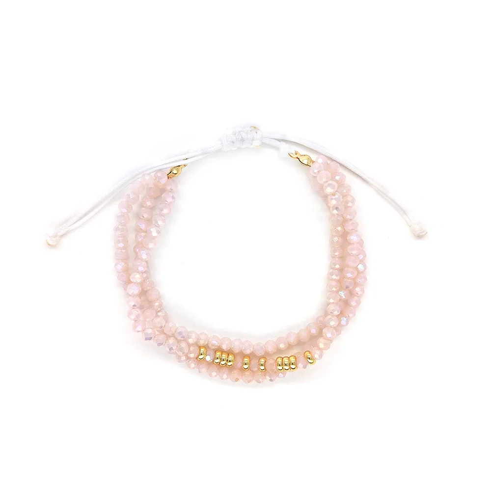 Women's Bohemian Simple Allmatch Handwoven Glass And Glaze Geometric Multilayered Crystal Cut Beaded Bracelet - Image 11