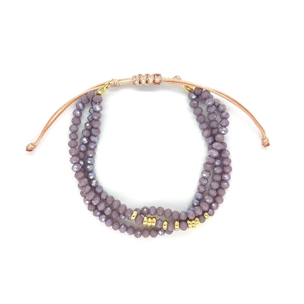 Women's Bohemian Simple Allmatch Handwoven Glass And Glaze Geometric Multilayered Crystal Cut Beaded Bracelet - Image 4