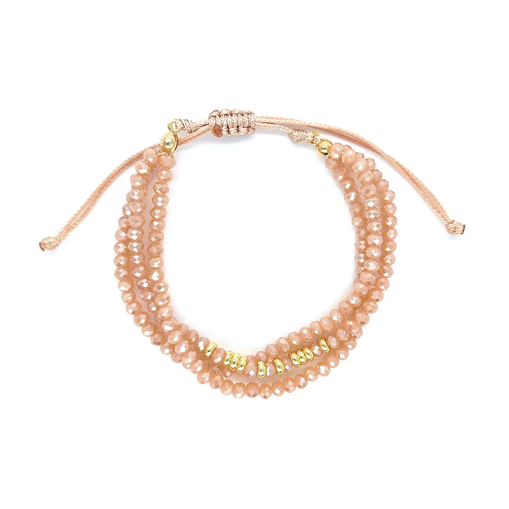 Women's Bohemian Simple Allmatch Handwoven Glass And Glaze Geometric Multilayered Crystal Cut Beaded Bracelet - Image 5