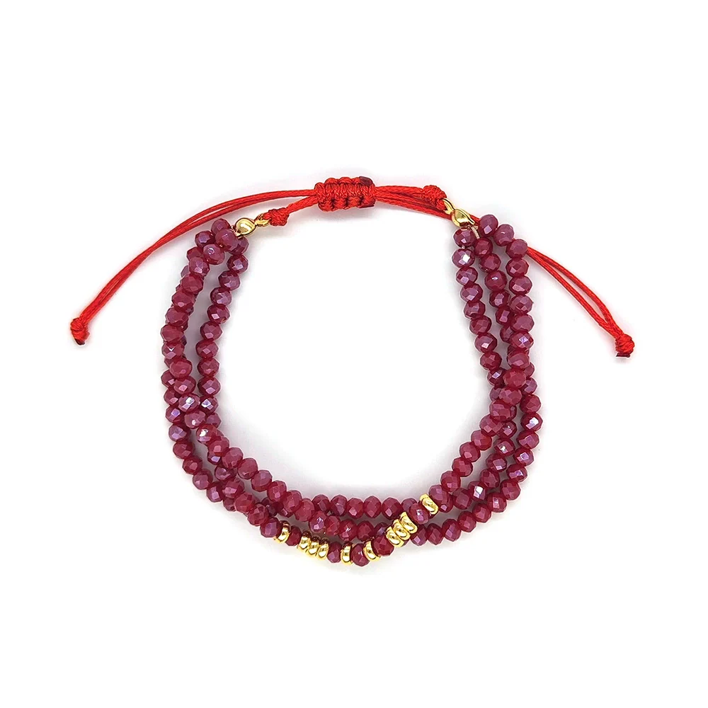 Women's Bohemian Simple Allmatch Handwoven Glass And Glaze Geometric Multilayered Crystal Cut Beaded Bracelet - Image 8