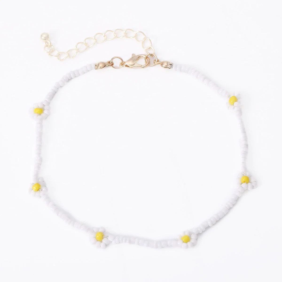 Women's Bohemian Style Handmade Daisy Flower Beaded Collarbone Necklace With Rice Beads And Ball Chain - Image 9