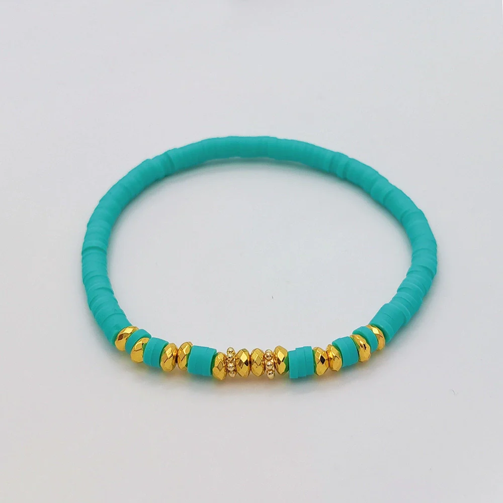 Women's Bohemian Style Soft Pottery Beaded Handwoven Geometric Bracelet - Image 4