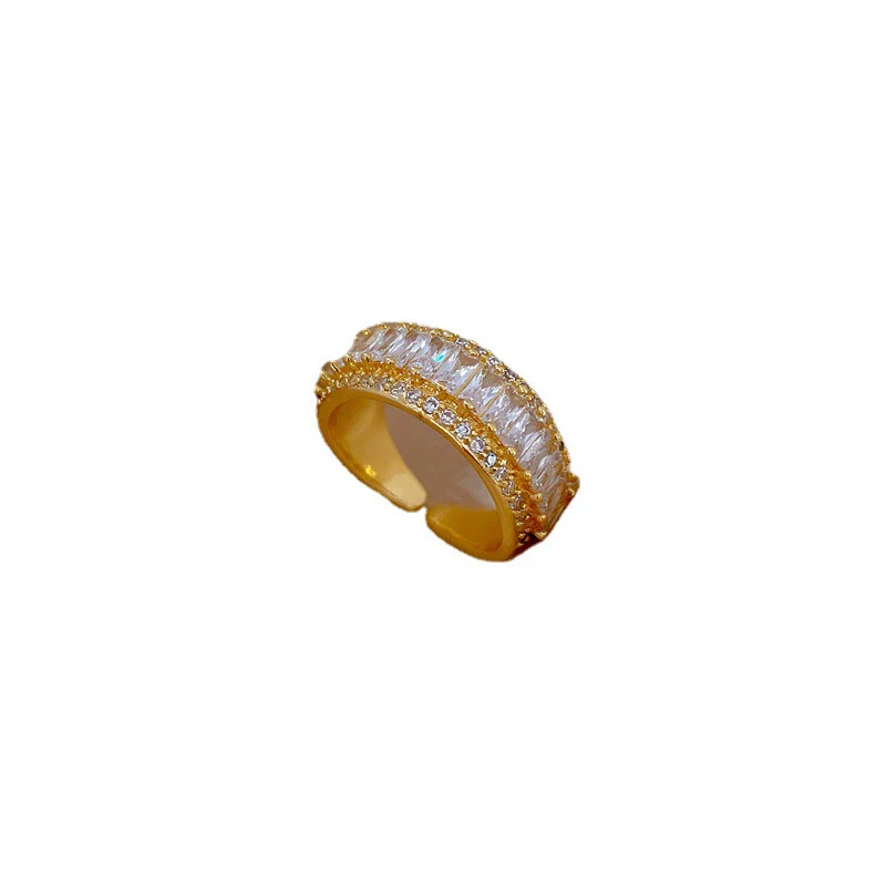 Women's Brass Letter Microinlaid The Crown Pattern Natural Style Opening Adjustable Ring Jewelry - Image 5