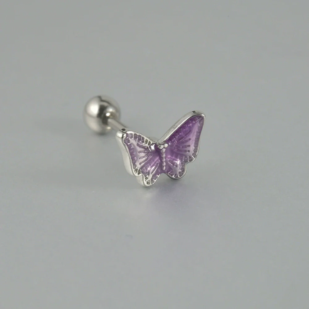 Women's Butterfly Stud Earrings Plastic Resin Dripping Oil Animal Style - Image 8
