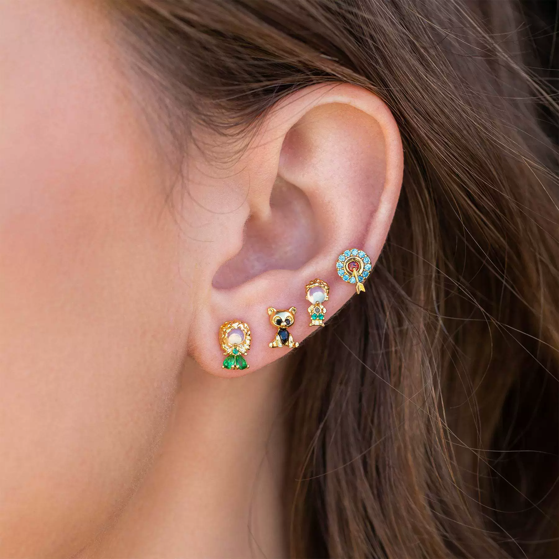 Women's Cartoon Villain Copper Needle Earrings With Microembedded Colorful Zircon - Image 4