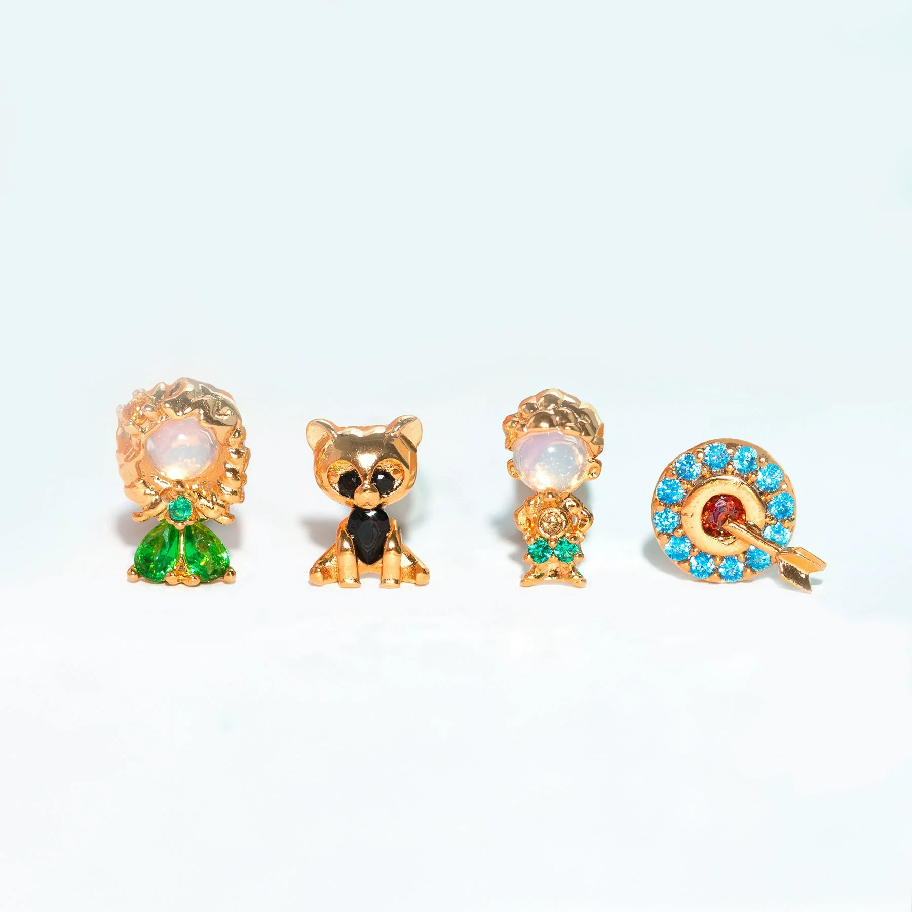 Women's Cartoon Villain Copper Needle Earrings With Microembedded Colorful Zircon - Image 5