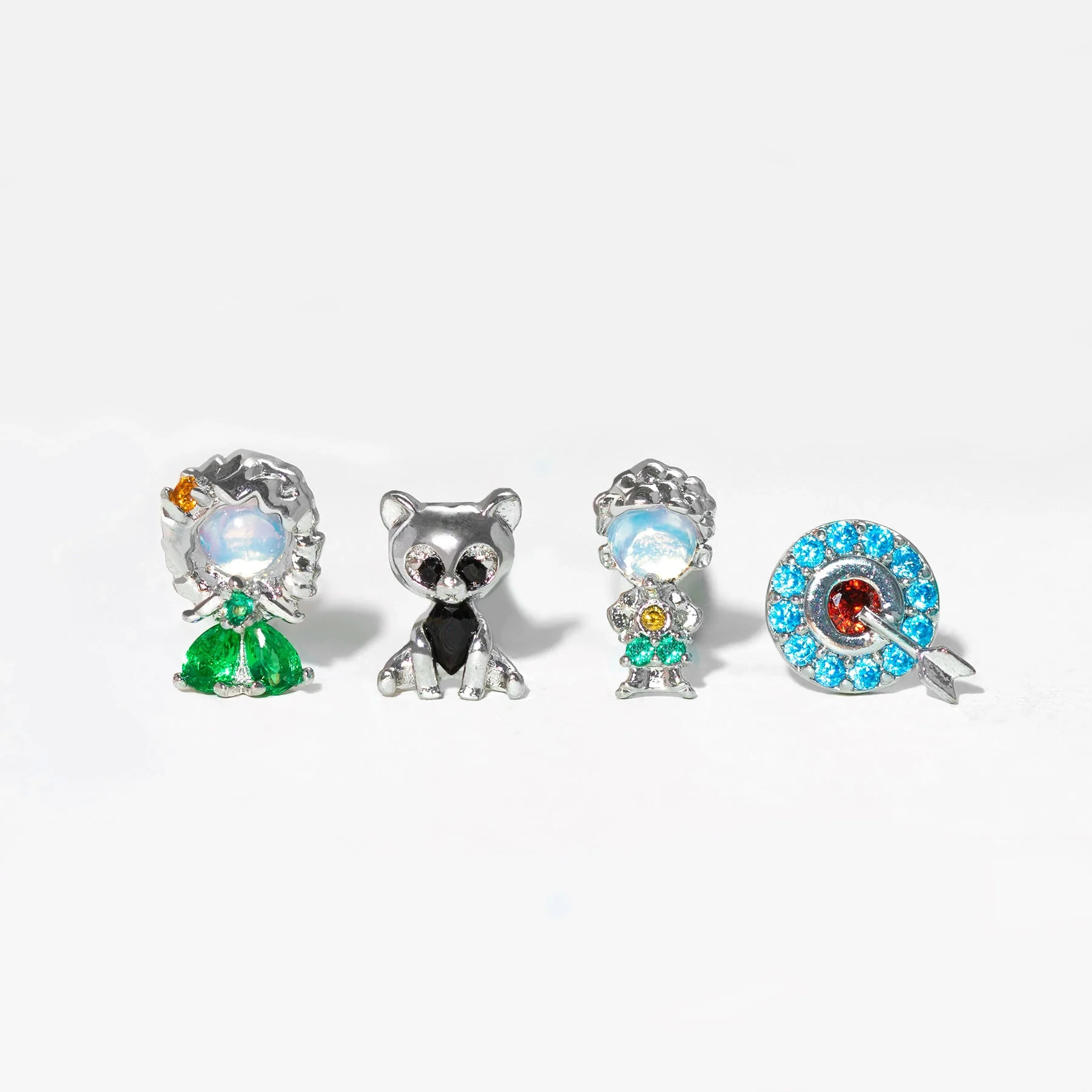 Women's Cartoon Villain Copper Needle Earrings With Microembedded Colorful Zircon - Image 7