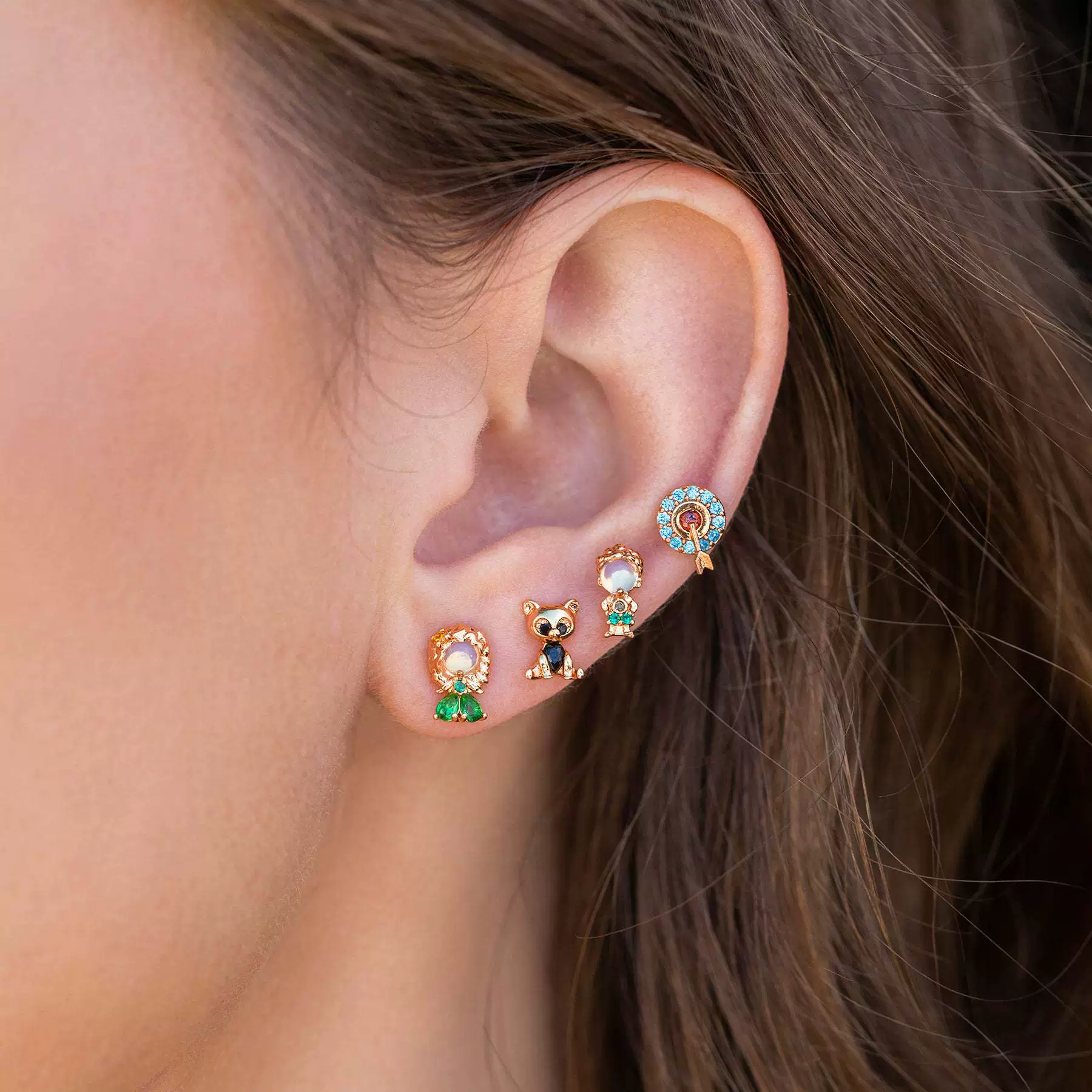 Women's Cartoon Villain Copper Needle Earrings With Microembedded Colorful Zircon - Image 8