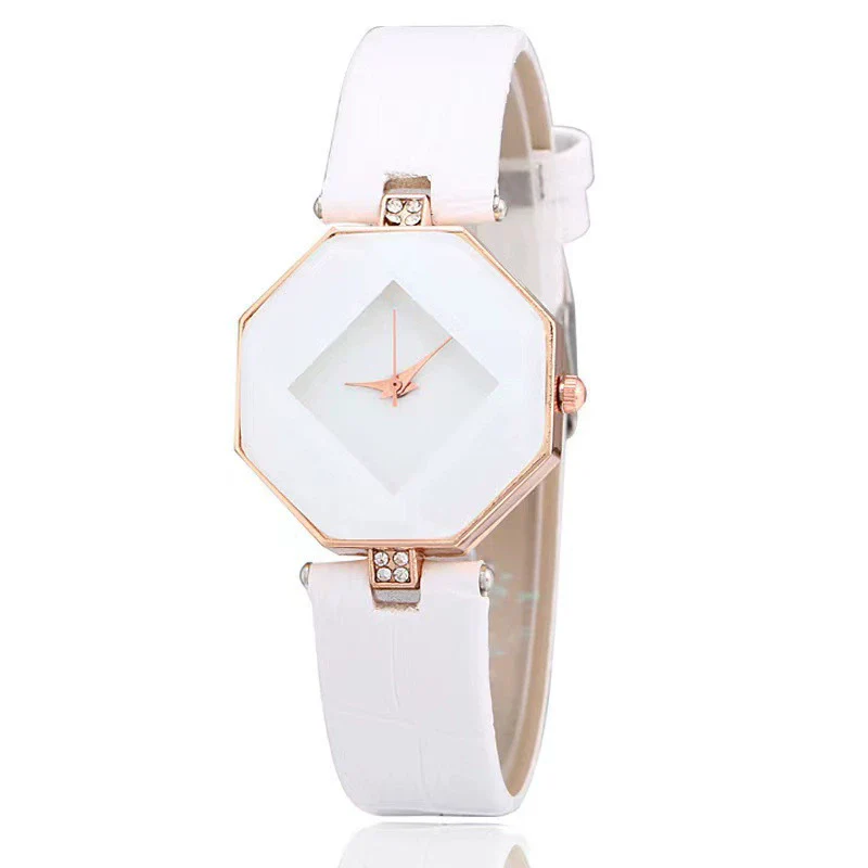 Women's Casual Alloy Case Imitation Leather Strap Round Dial Quartz Watch With Transparent Bottom - Image 11