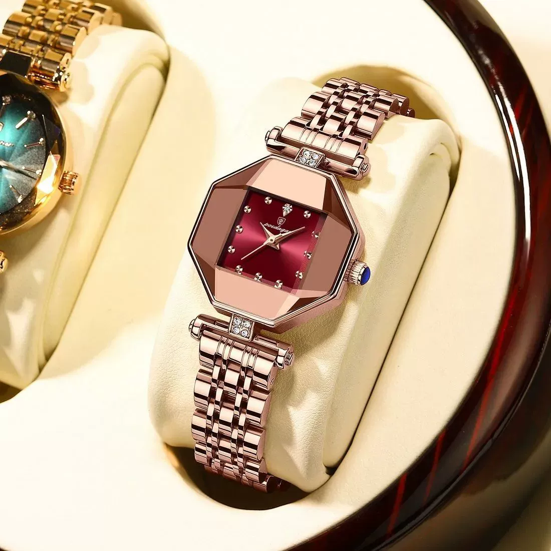 Women's Casual Fashion Quartz Watch Waterproof Ultrathin Alloy Case Stainless Steel Strap Rhombus Dial
