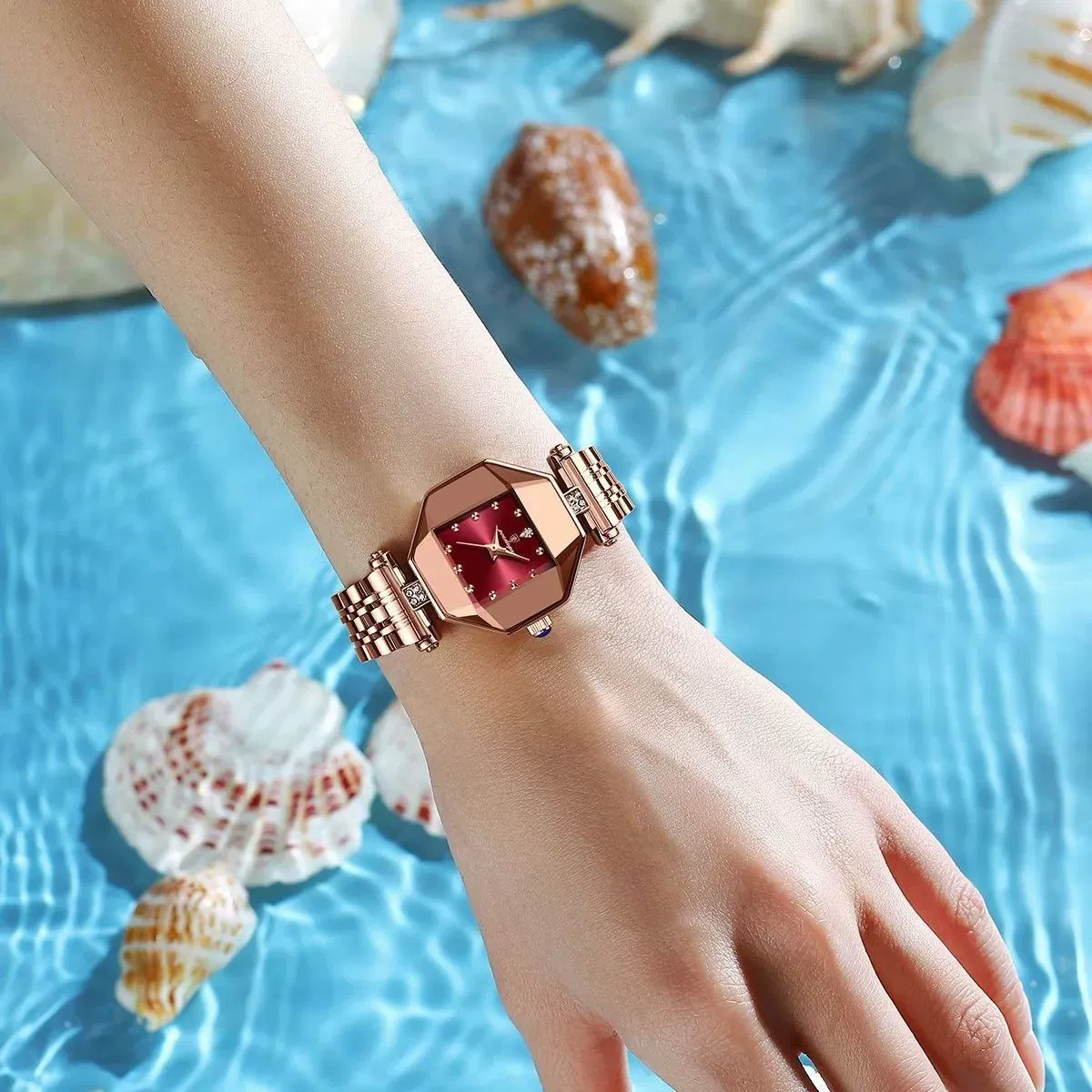 Women's Casual Fashion Quartz Watch Waterproof Ultrathin Alloy Case Stainless Steel Strap Rhombus Dial - Image 2