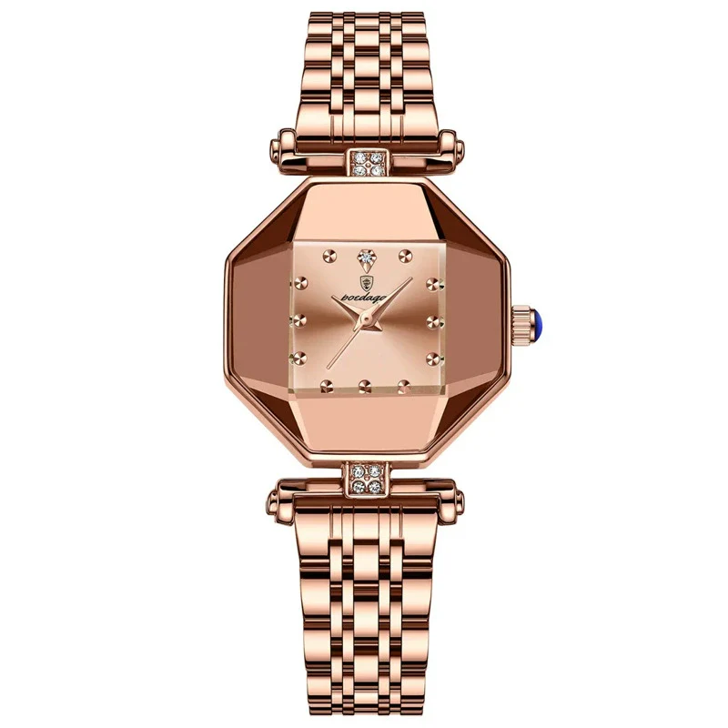 Women's Casual Fashion Quartz Watch Waterproof Ultrathin Alloy Case Stainless Steel Strap Rhombus Dial - Image 5