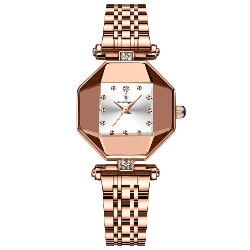 Women's Casual Fashion Quartz Watch Waterproof Ultrathin Alloy Case Stainless Steel Strap Rhombus Dial - Image 6