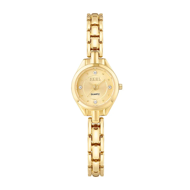 Women's Casual Mini Round Alloy Case And Strap Quartz Watch With Printed Logo - Image 5