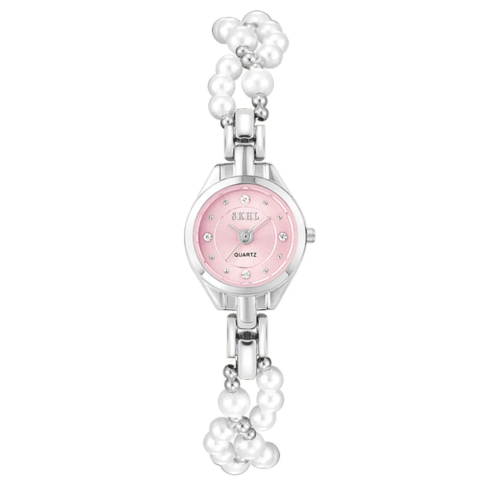 Women's Casual Round Dial Alloy Case Pearl Bracelet Watch With Stainless Steel Jewelry Buckle - Image 6