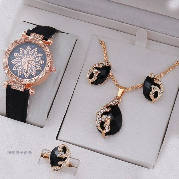 Women's Casual Sports Outdoor Watch Set Alloy Case And Strap Mineral Reinforced Glass Mirror Round Dial - Image 12