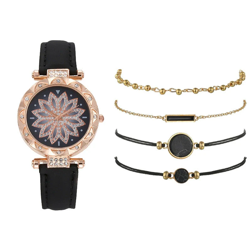 Women's Casual Sports Outdoor Watch Set Alloy Case And Strap Mineral Reinforced Glass Mirror Round Dial - Image 2