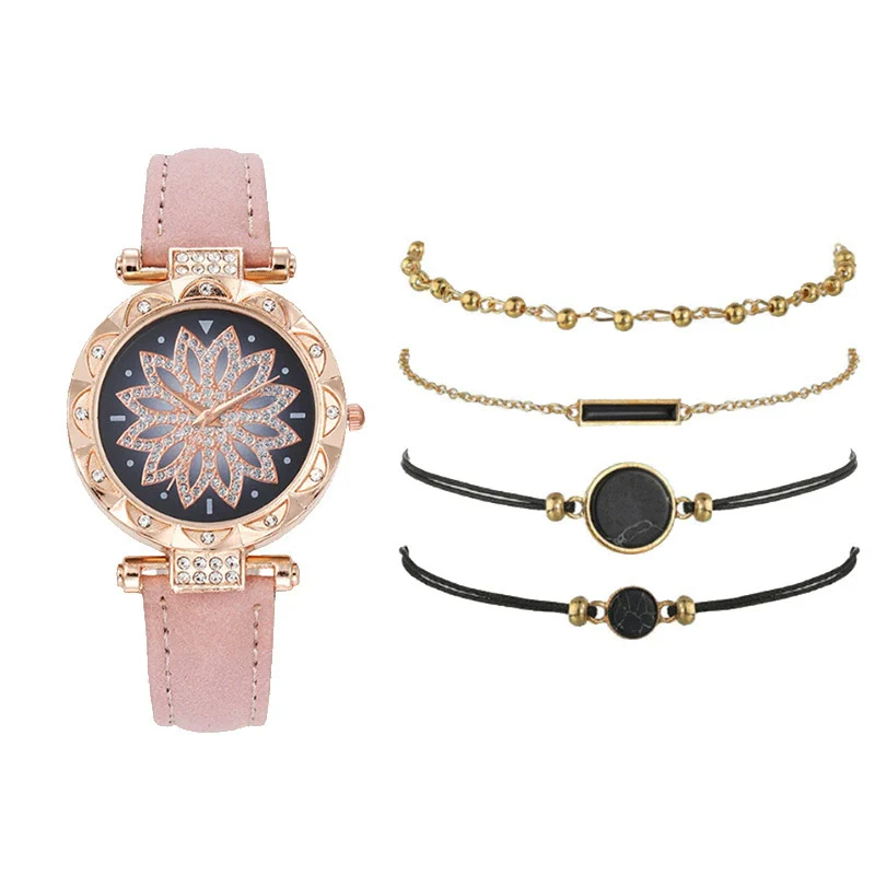 Women's Casual Sports Outdoor Watch Set Alloy Case And Strap Mineral Reinforced Glass Mirror Round Dial - Image 4