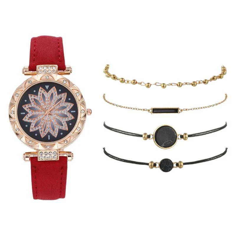 Women's Casual Sports Outdoor Watch Set Alloy Case And Strap Mineral Reinforced Glass Mirror Round Dial - Image 5
