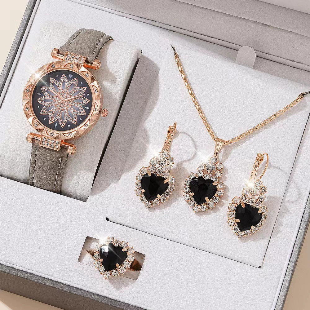 Women's Casual Watch Bracelet Suit Alloy Case Imitation Leather Strap Round Dial - Image 10