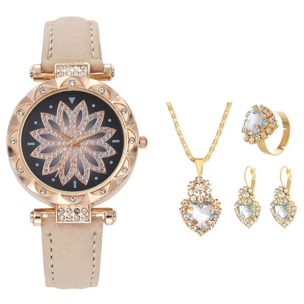Women's Casual Watch Bracelet Suit Alloy Case Imitation Leather Strap Round Dial - Image 11