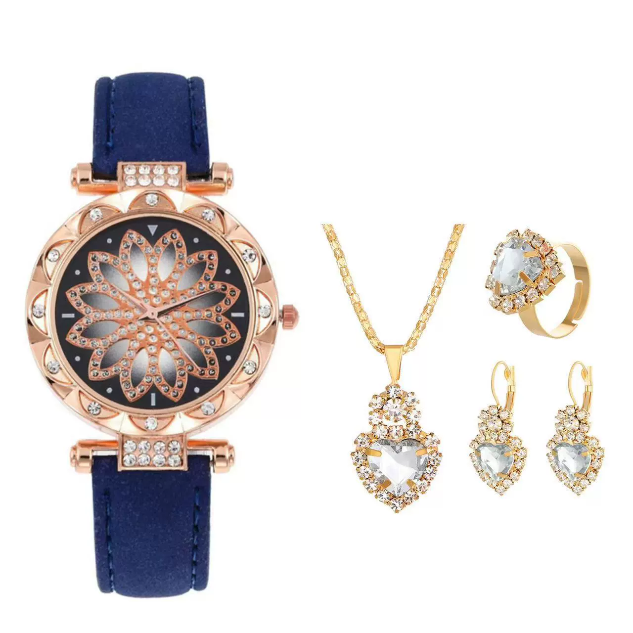 Women's Casual Watch Bracelet Suit Alloy Case Imitation Leather Strap Round Dial - Image 3