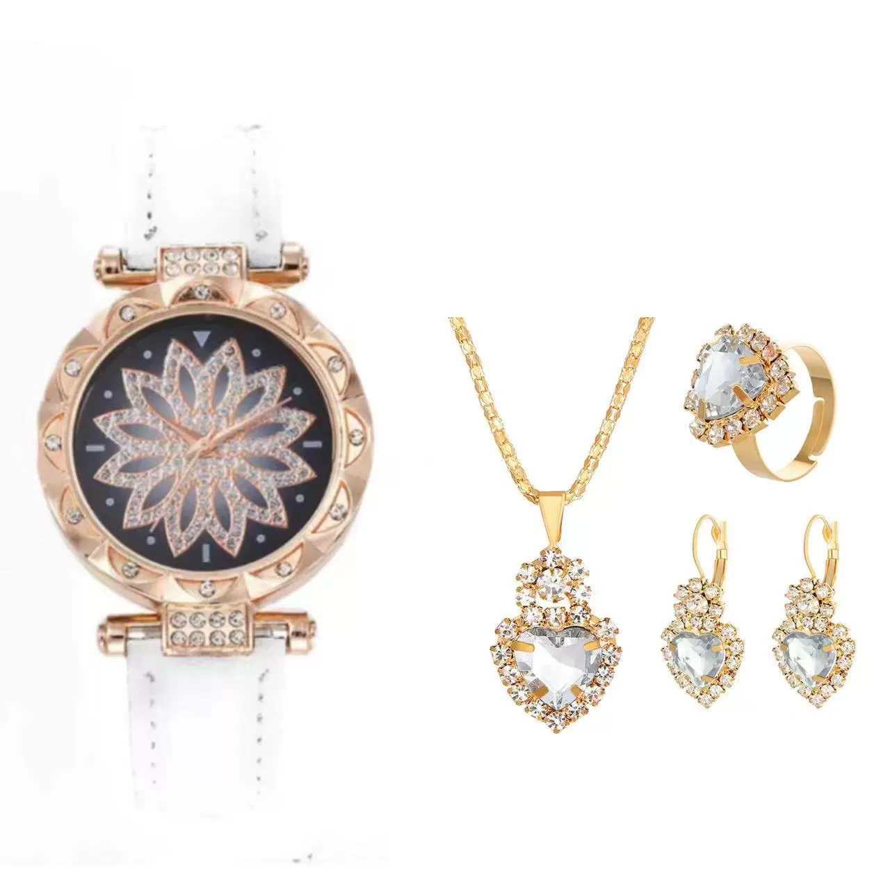 Women's Casual Watch Bracelet Suit Alloy Case Imitation Leather Strap Round Dial - Image 4