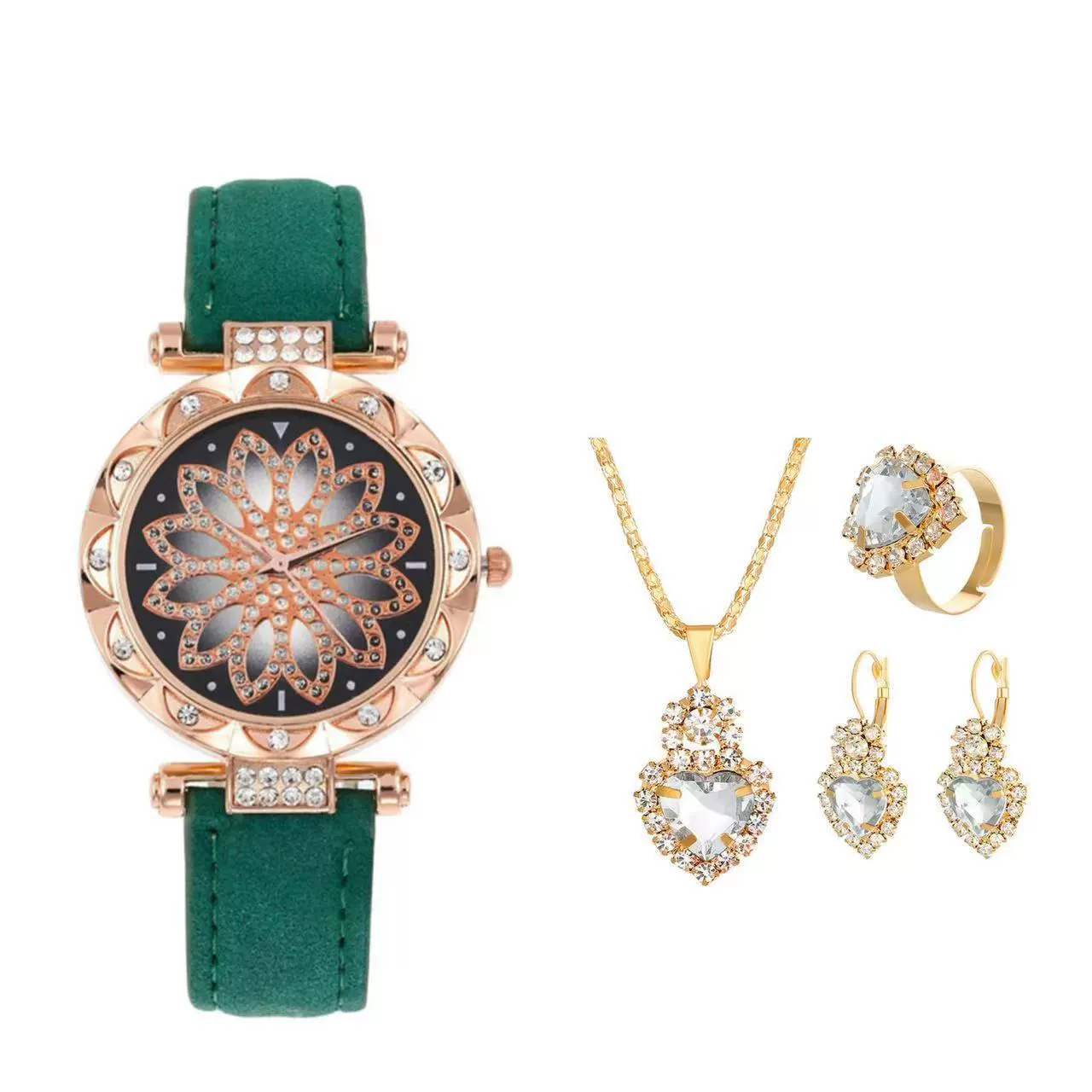 Women's Casual Watch Bracelet Suit Alloy Case Imitation Leather Strap Round Dial - Image 7