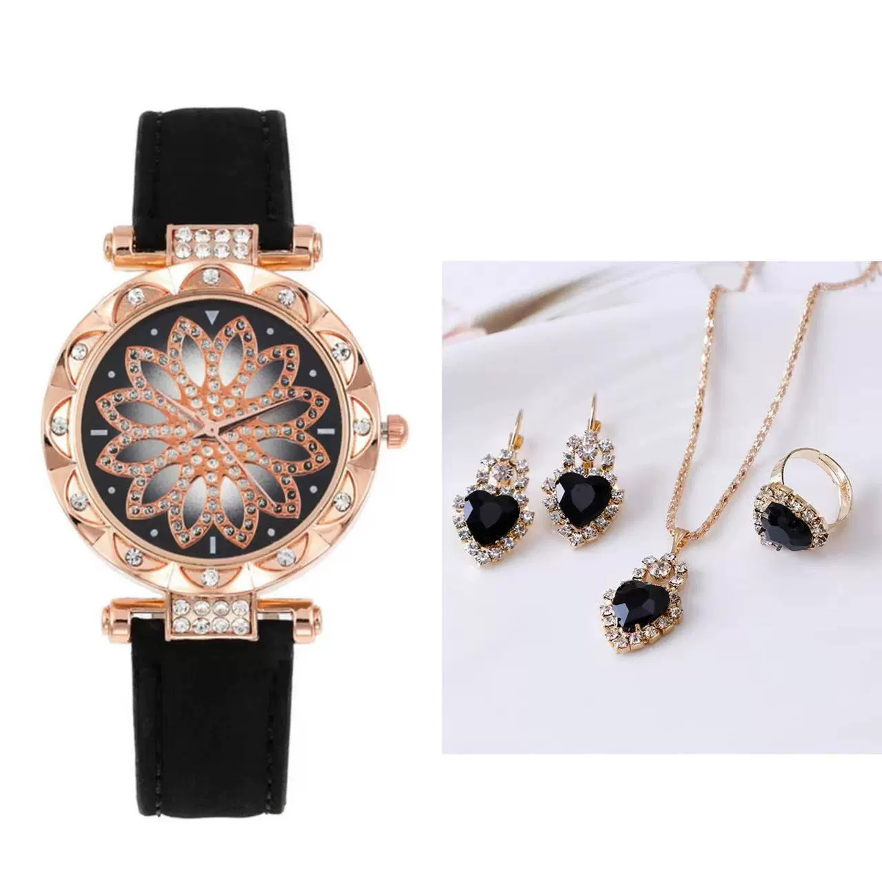 Women's Casual Watch Bracelet Suit Alloy Case Imitation Leather Strap Round Dial - Image 8