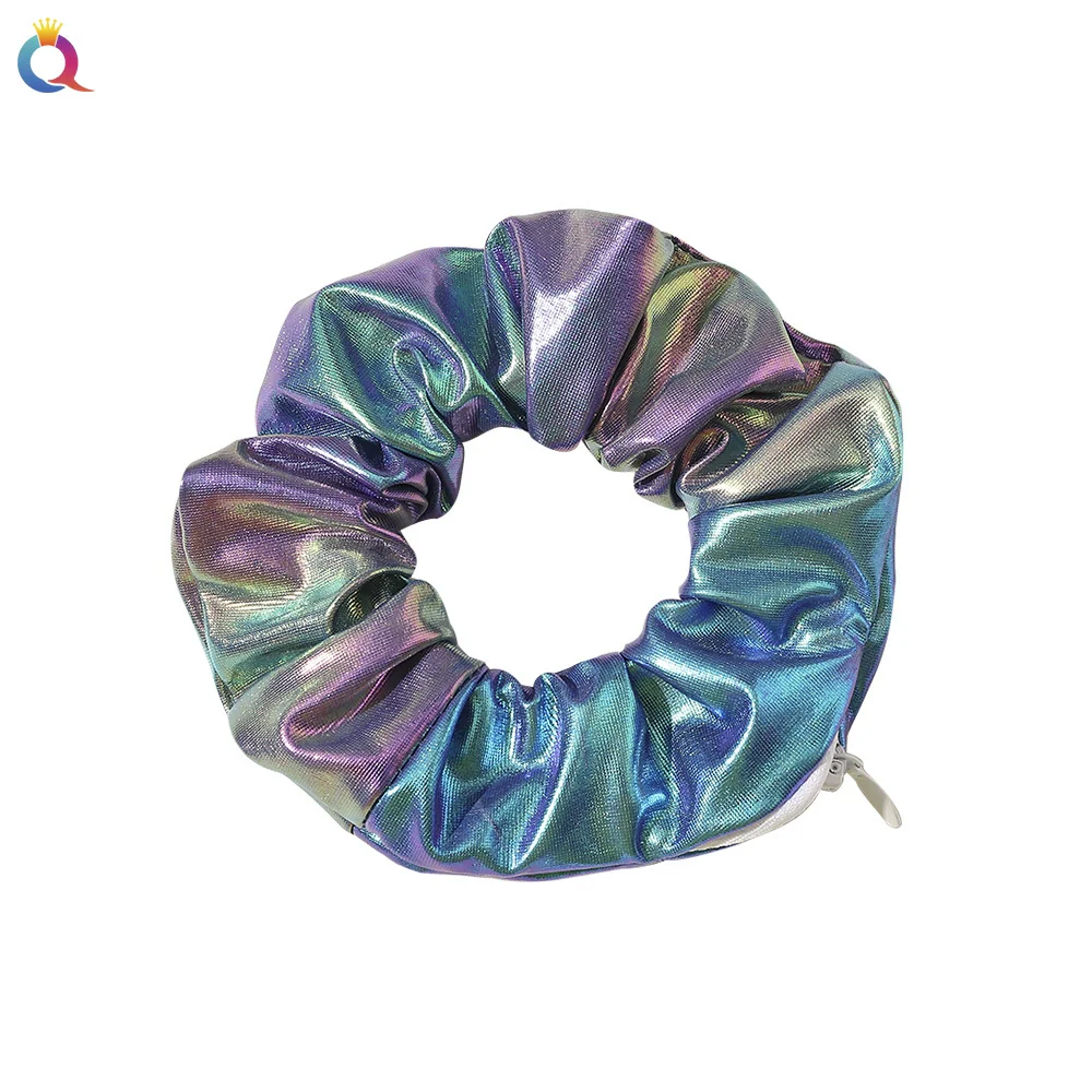 Women's Cloth And Pu Handmade Zipper Large Intestine Hair Ring Hair Accessories - Image 4