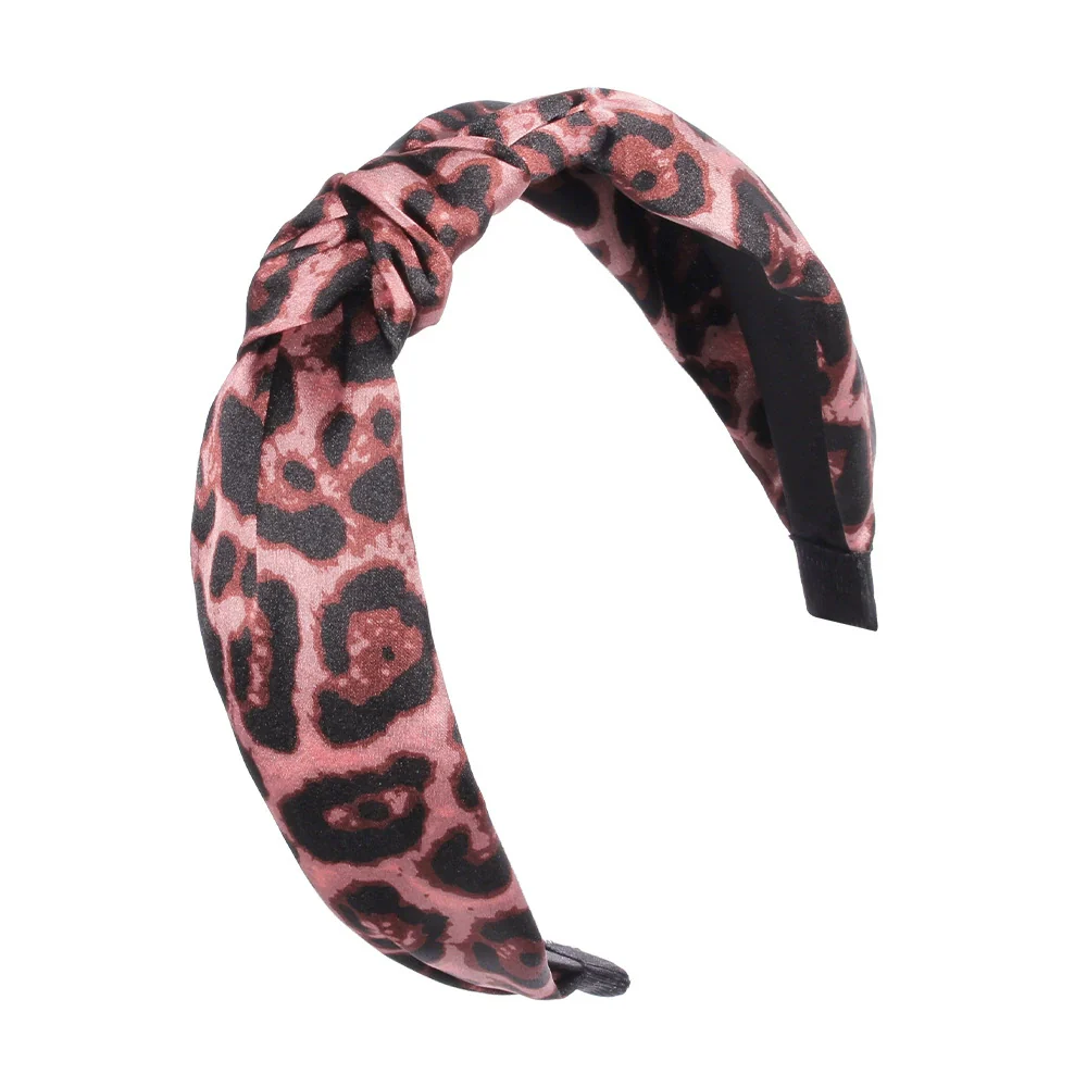 Women's Cloth Handwoven Leopard Print And Plaid Widebrimmed Knotted Headband Headwear - Image 9