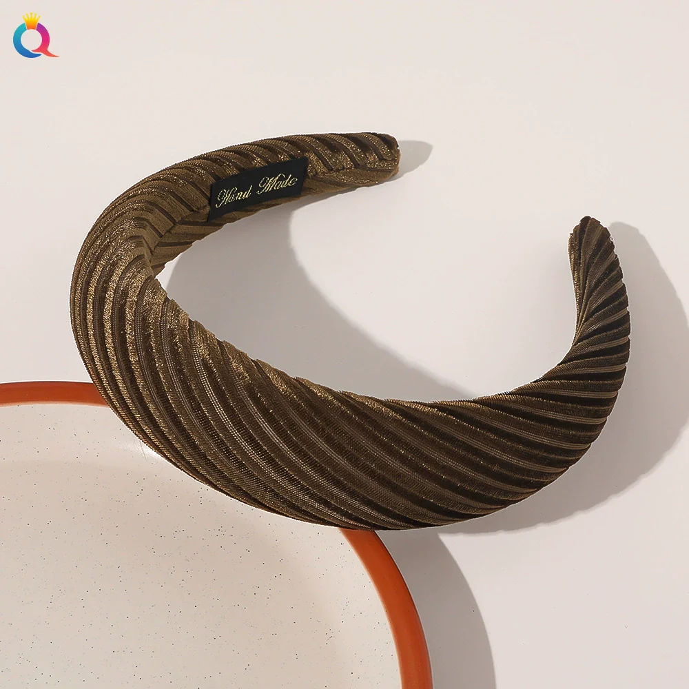 Women's Cloth Solid Color Widebrimmed Stripe Pure Handmade Headband - Image 10
