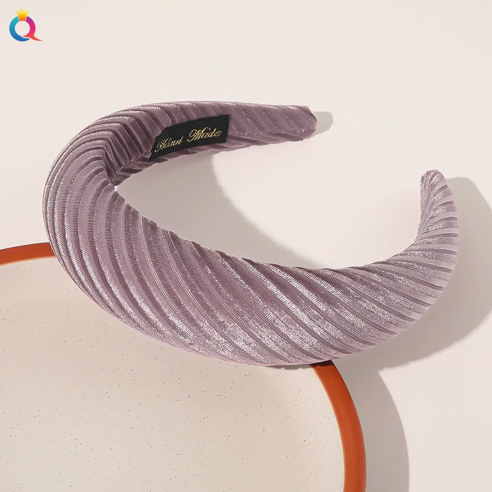 Women's Cloth Solid Color Widebrimmed Stripe Pure Handmade Headband - Image 11