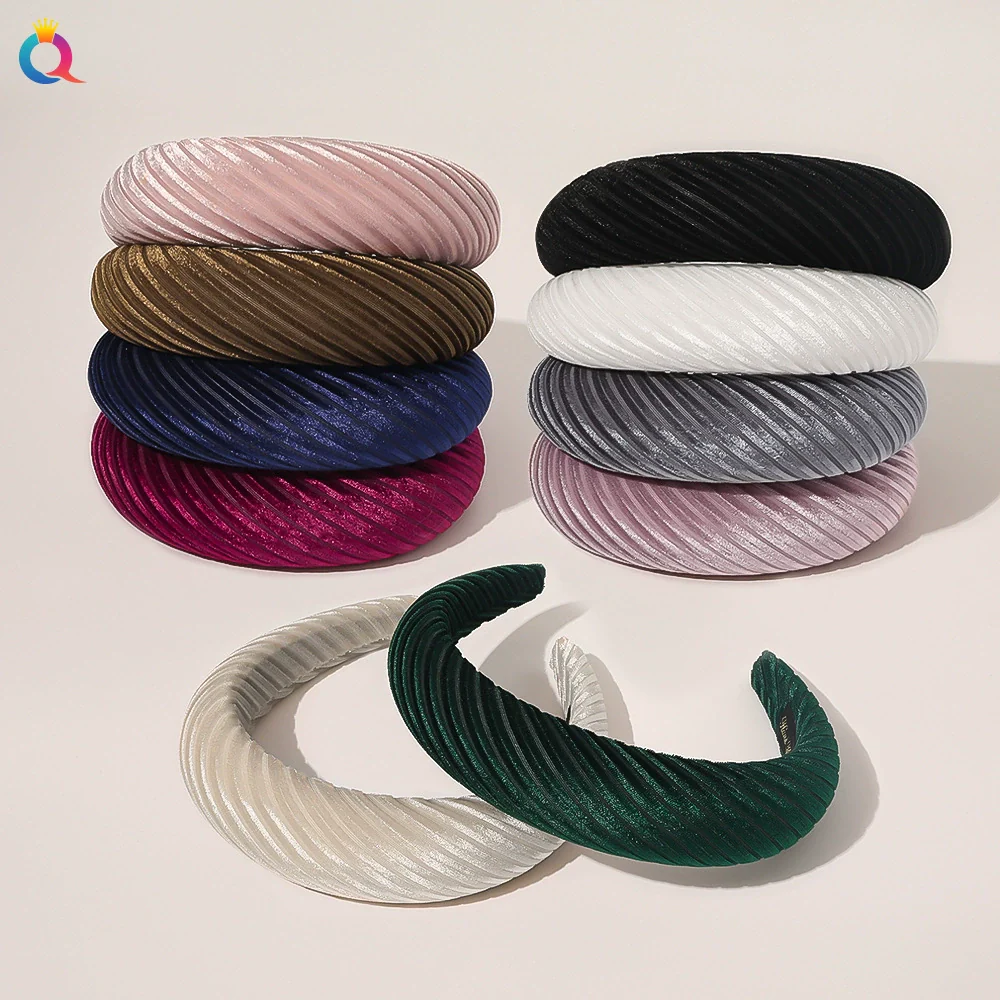 Women's Cloth Solid Color Widebrimmed Stripe Pure Handmade Headband - Image 2