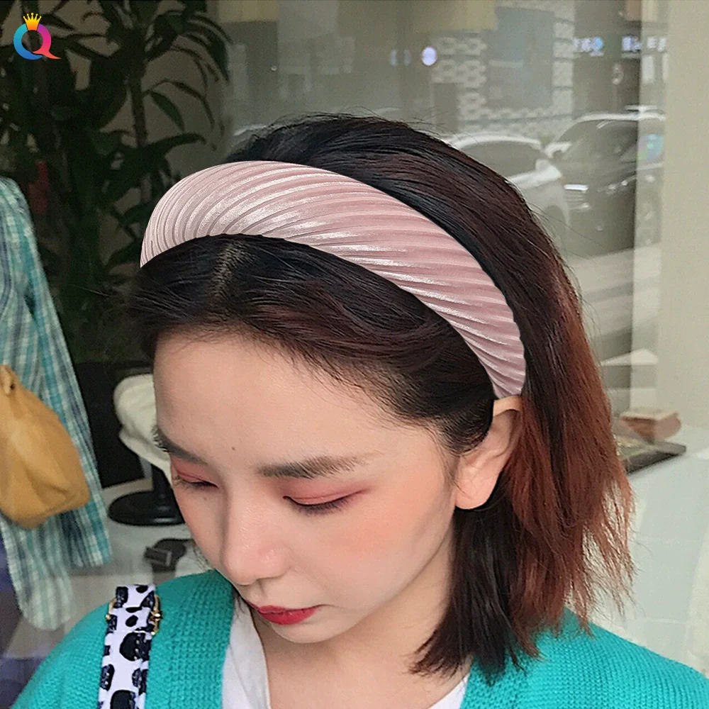 Women's Cloth Solid Color Widebrimmed Stripe Pure Handmade Headband - Image 3