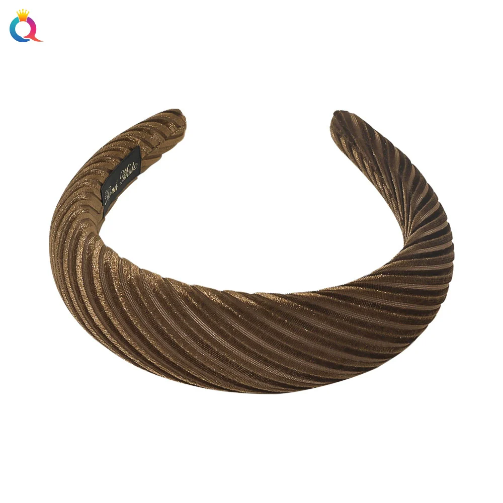 Women's Cloth Solid Color Widebrimmed Stripe Pure Handmade Headband - Image 4
