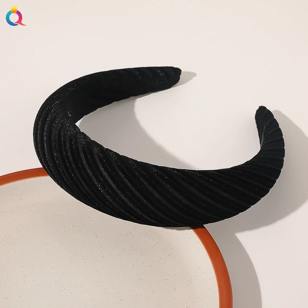 Women's Cloth Solid Color Widebrimmed Stripe Pure Handmade Headband - Image 5