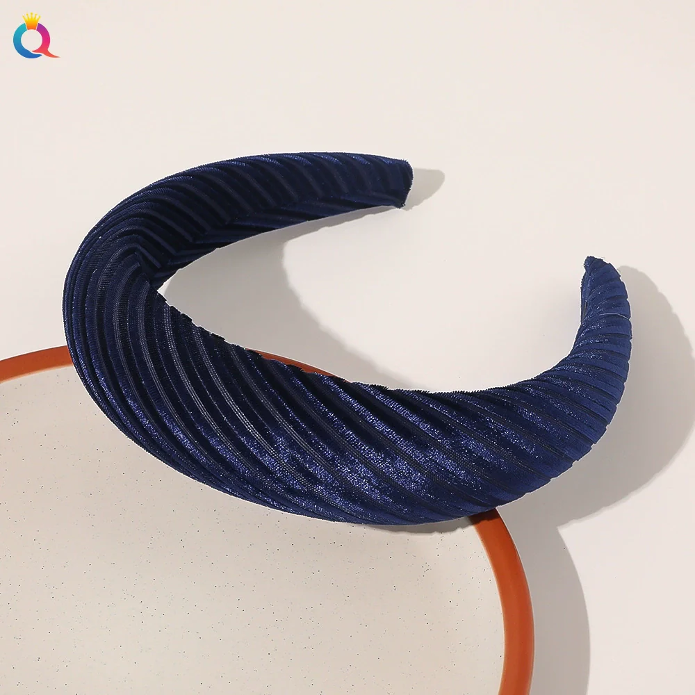 Women's Cloth Solid Color Widebrimmed Stripe Pure Handmade Headband - Image 6