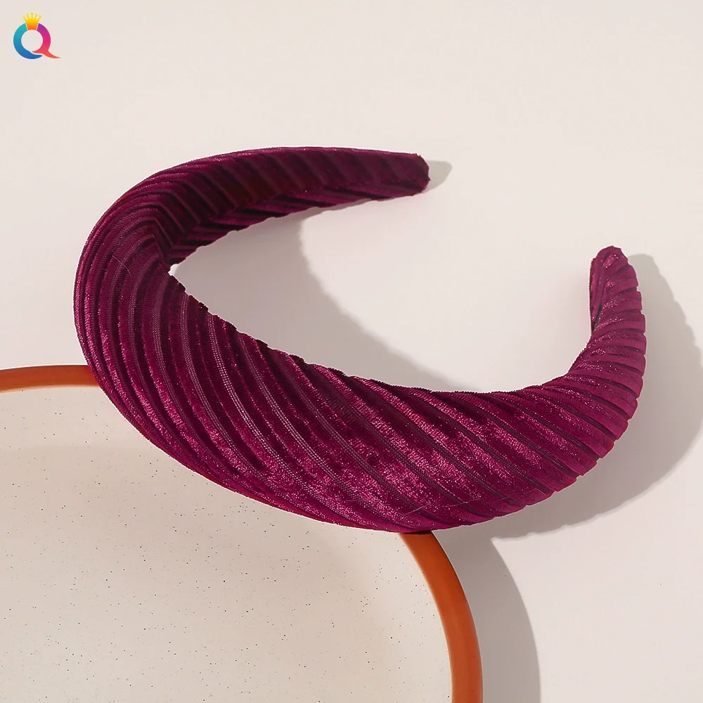 Women's Cloth Solid Color Widebrimmed Stripe Pure Handmade Headband - Image 7