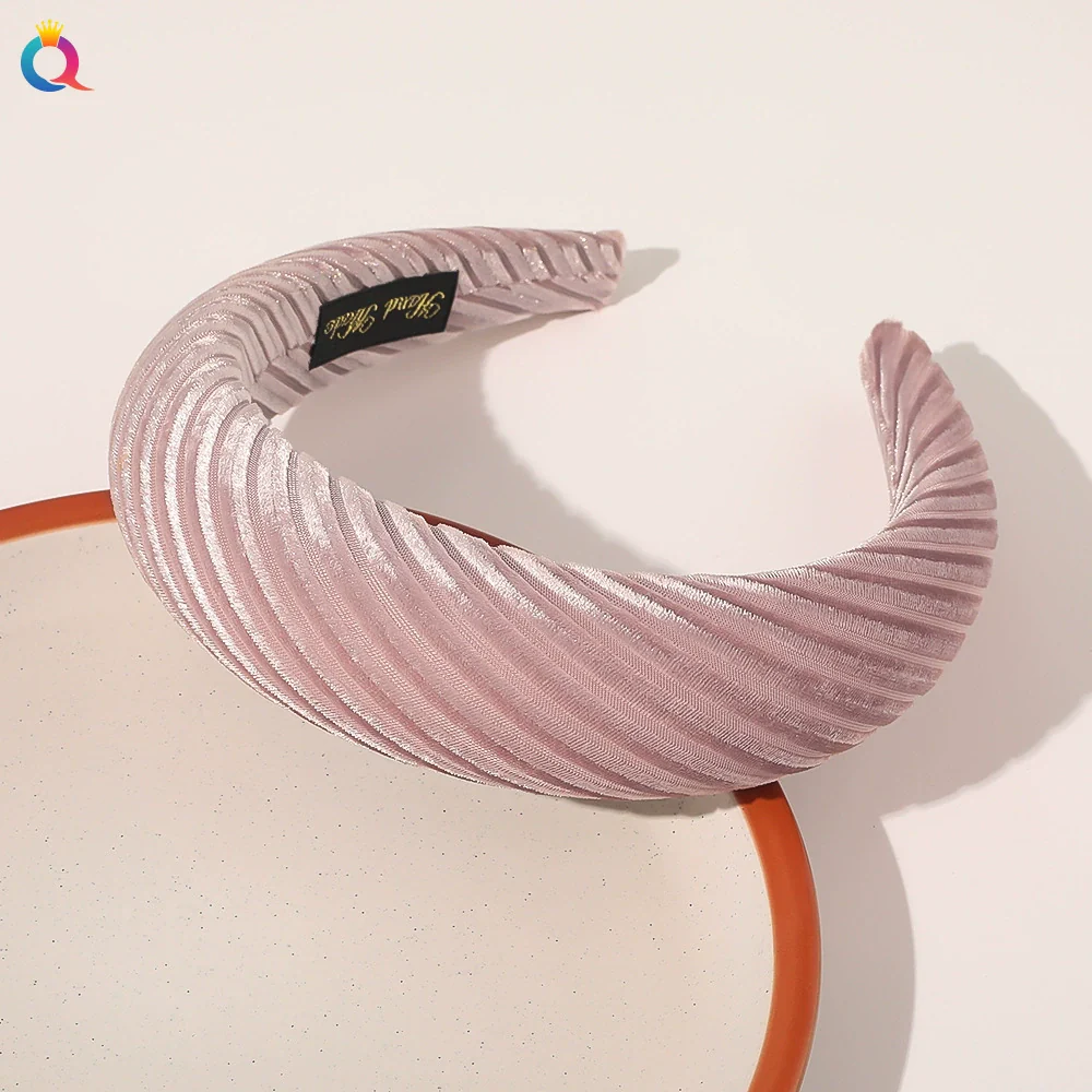 Women's Cloth Solid Color Widebrimmed Stripe Pure Handmade Headband - Image 8