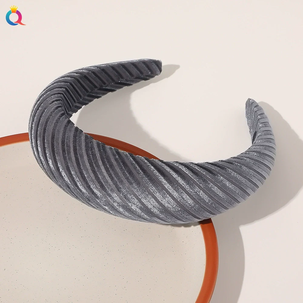Women's Cloth Solid Color Widebrimmed Stripe Pure Handmade Headband - Image 9