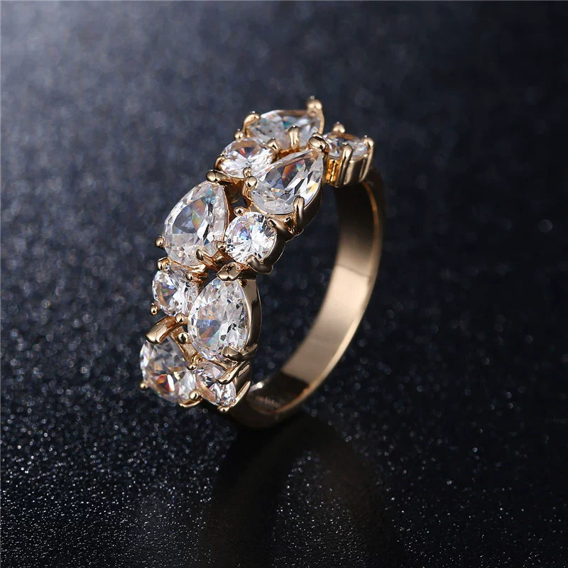 Women's Color Crystal Zircon Ring With Geometric Design Rose Gold Jewelry - Image 4