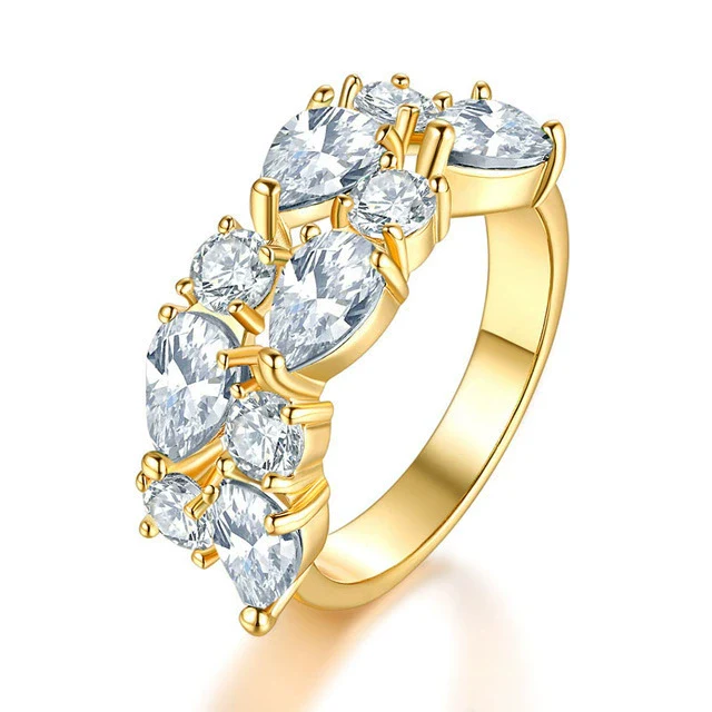 Women's Color Crystal Zircon Ring With Geometric Design Rose Gold Jewelry - Image 7