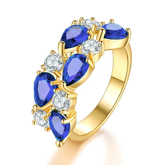 Women's Color Crystal Zircon Ring With Geometric Design Rose Gold Jewelry - Image 8