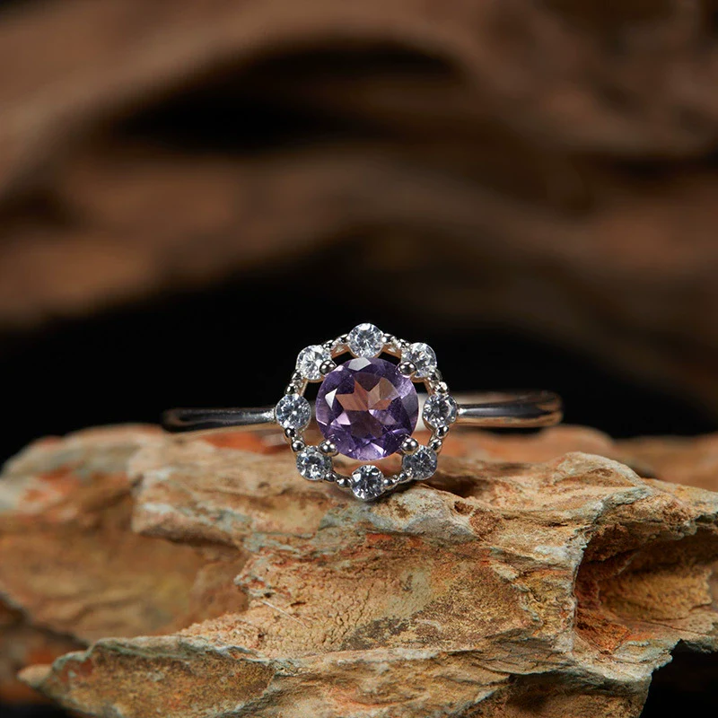Women's Colored Gemstone Ring Jewelry Set S925 Sterling Silver Geometric Style Set With Gemstones - Image 13
