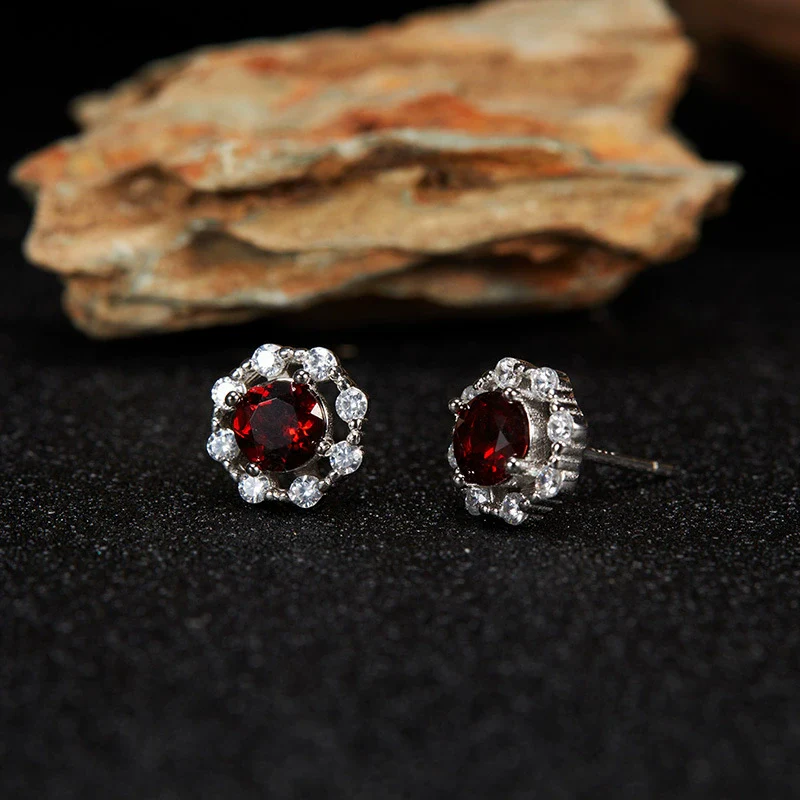 Women's Colored Gemstone Ring Jewelry Set S925 Sterling Silver Geometric Style Set With Gemstones - Image 18