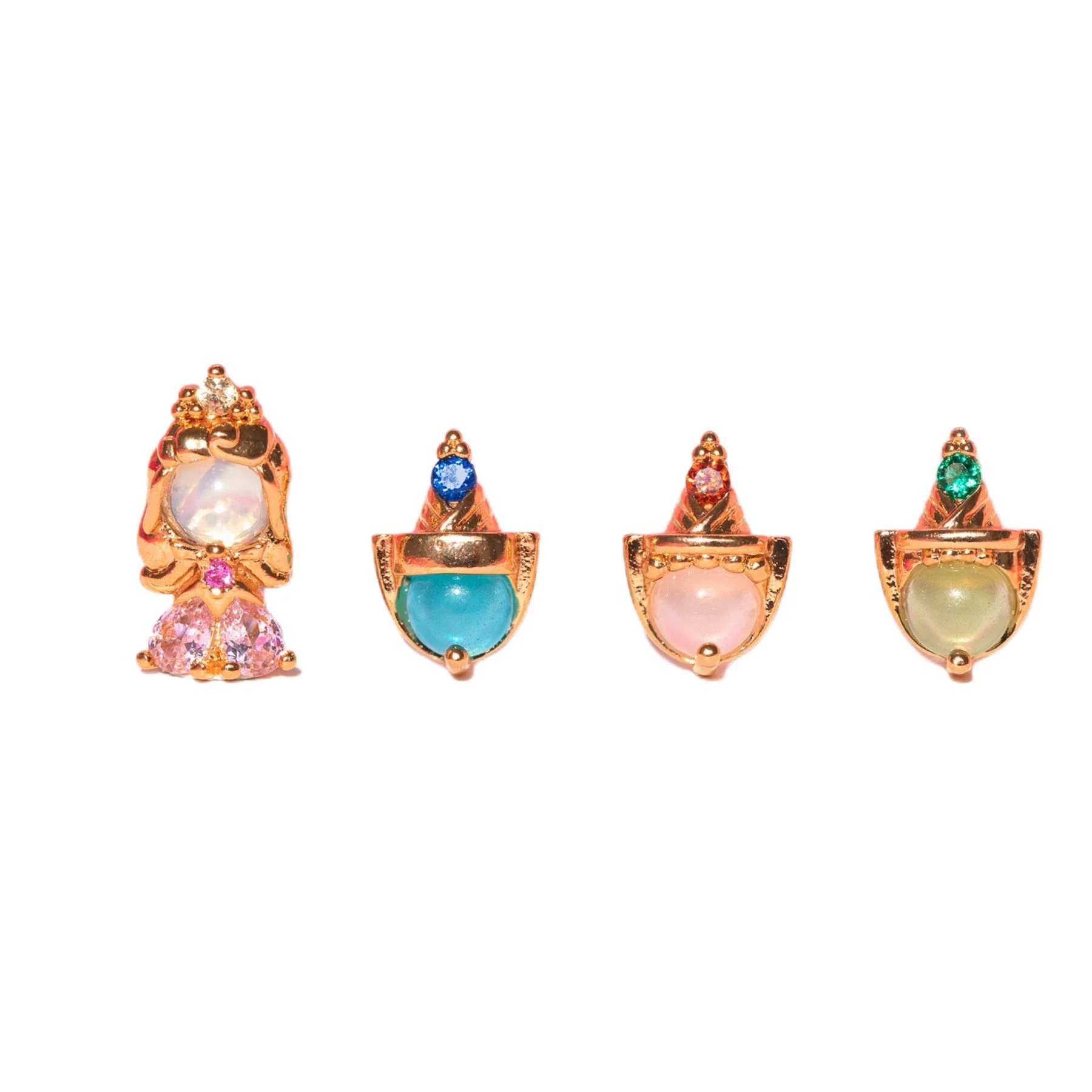 Women's Copper 925 Silver Needle Earrings With Geometric And Cartoon Characters Micro Set Colorful Zircon - Image 6